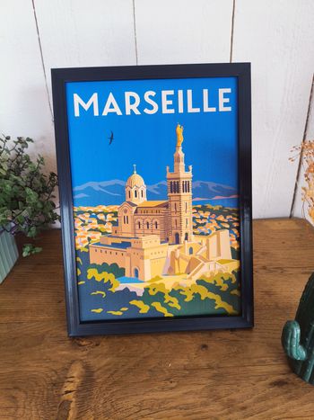 Affiche poster A4 (21×29,7 cm) Marseille Notre-Dame-de-la-Garde vintage déco murale salon chambre