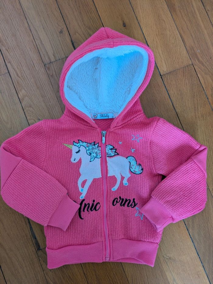 Gilet zippé licorne 2 ans