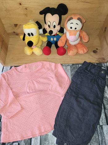 Ensemble 2 pièce kitchoun-rose a pois et gris-6 mois 