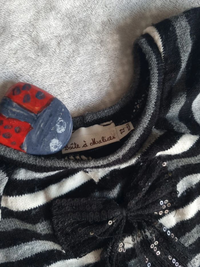 Robe rayée blanc/gris/noir - photo numéro 3