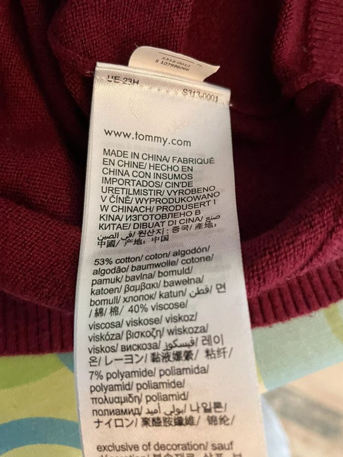 Pull femme Tommy Hilfiger – Taille S – Bordeaux col V - photo numéro 6