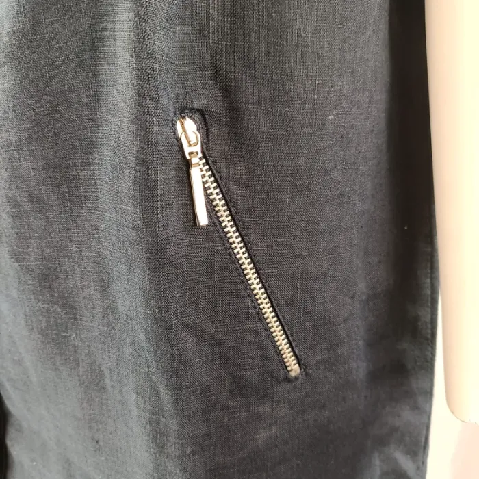 Robe droite bleu marine en 100 % lin, col V zippé – Caroll T.40 A1122 - photo numéro 8