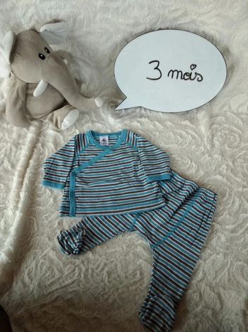 Pyjama 2 pièces avec pieds coton été Garçon 3 mois Petit bateau 100% coton