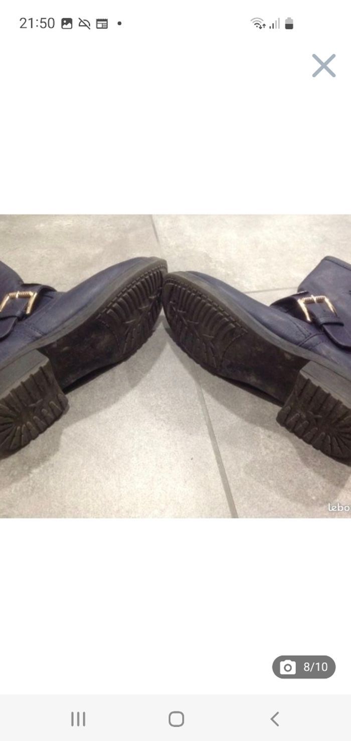 Bottines bleu marine talons plats T.37 - photo numéro 8