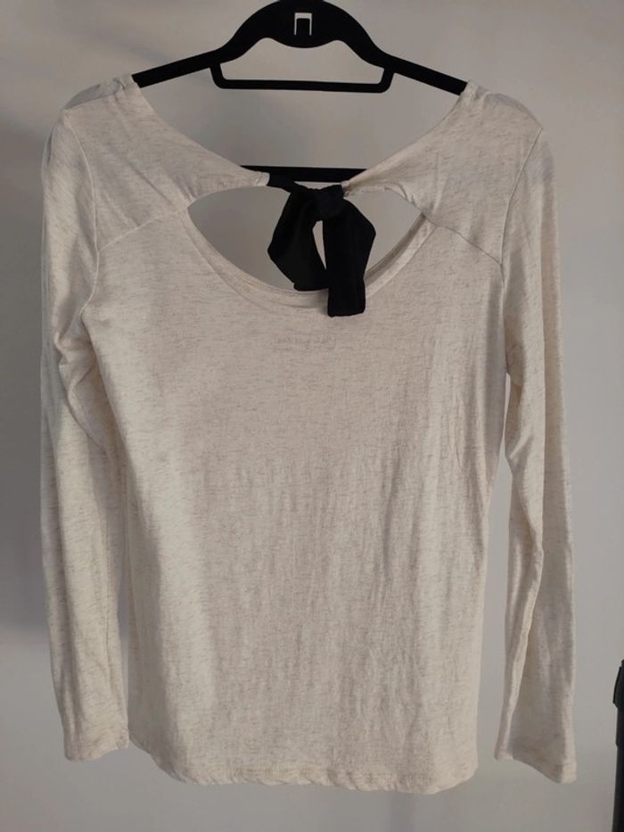 Etam t-shirt manches longues beige M - photo numéro 2