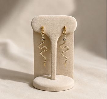 Boucles d'oreilles serpent strass dorées 🐍