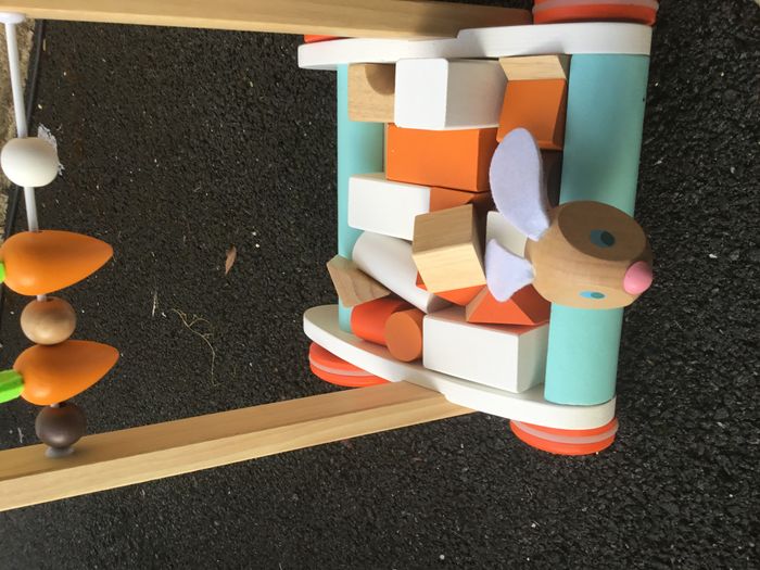 Chariot bois avec cubes - photo numéro 2