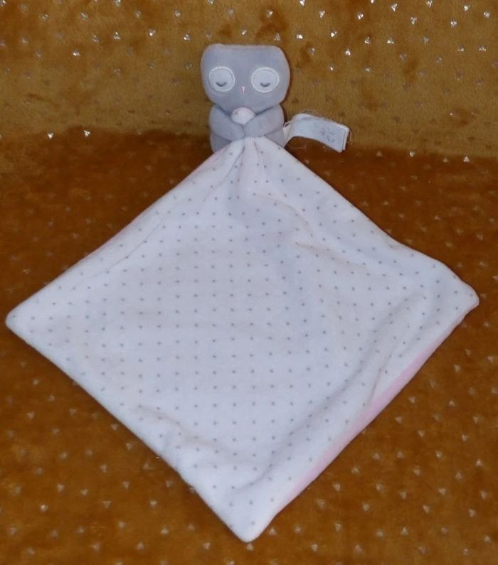 Doudou chouette/hibou blanc rose obaibi 🦉tbe