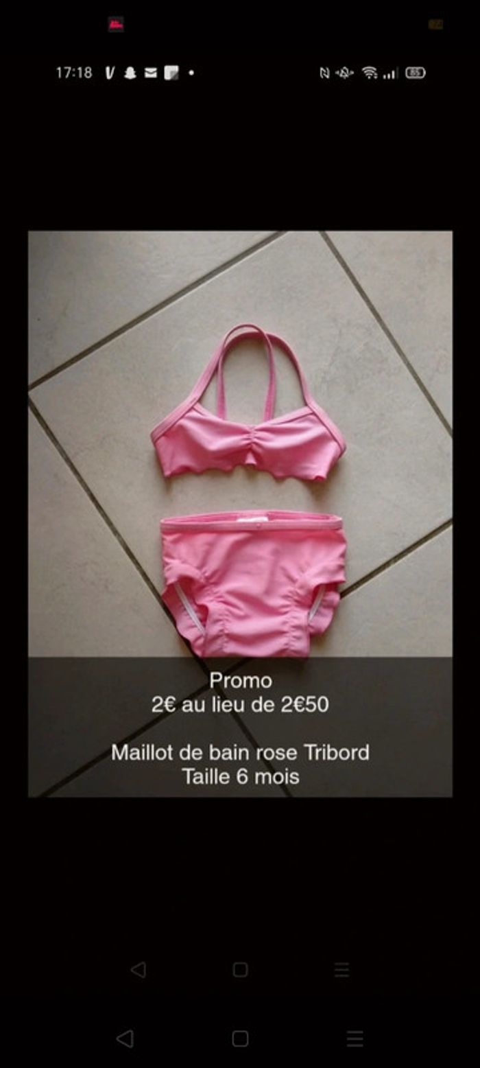 Ensemble Maillot de bain 2 pièces rose. Fille . Tribord
Taille 6 mois