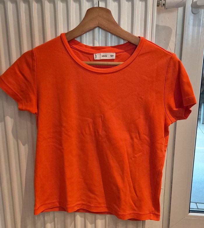 T shirt mng s rouge corail