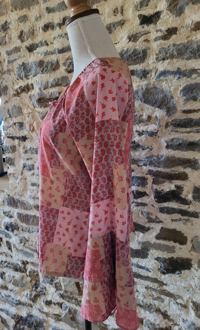 Blouse légère manches longues à motifs rose 3 Suisses Taille 42/44 - photo numéro 3