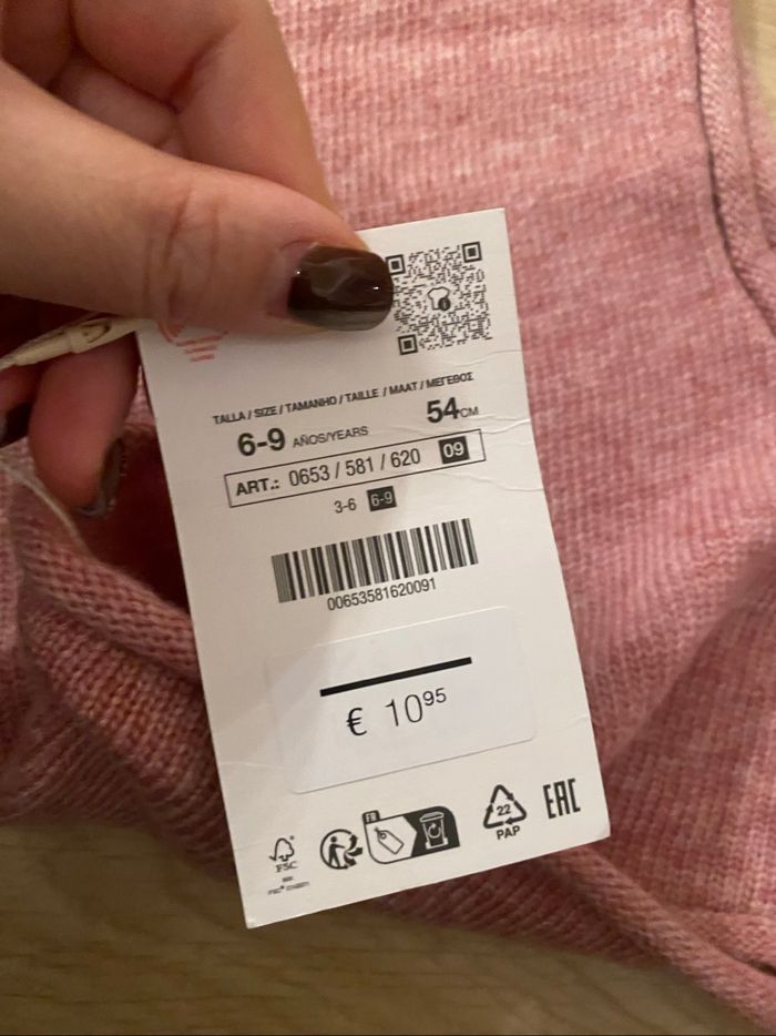 Capuche rose 6-9 ans Zara