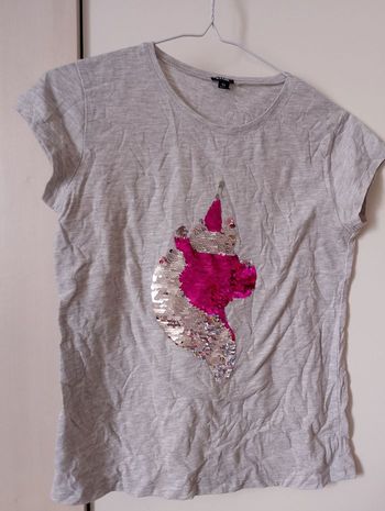 T shirt Kiabi 12 ans tête de licorne