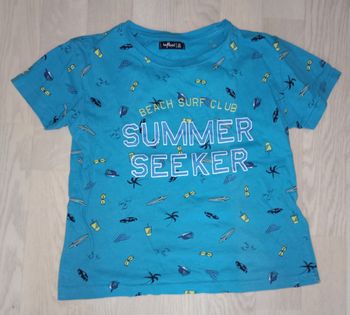 Tee-shirt turquoise à motifs estivaux Influx 
T. 10 ans