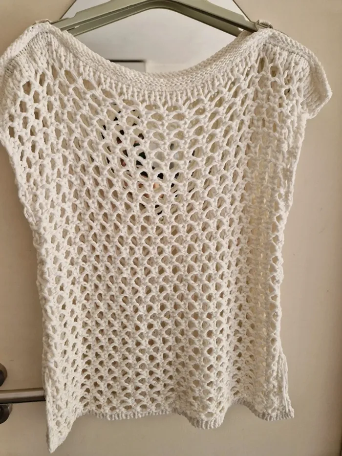 Top côtelé en maille blanc taille unique