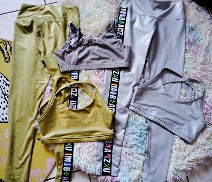 Ensemble zumba s or argent fitness danse brillant