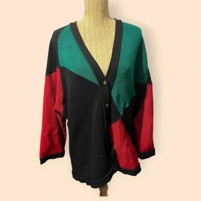 Cardigan rétro vintage 3 couleurs – laine vierge & acrylique – fabriqué en France