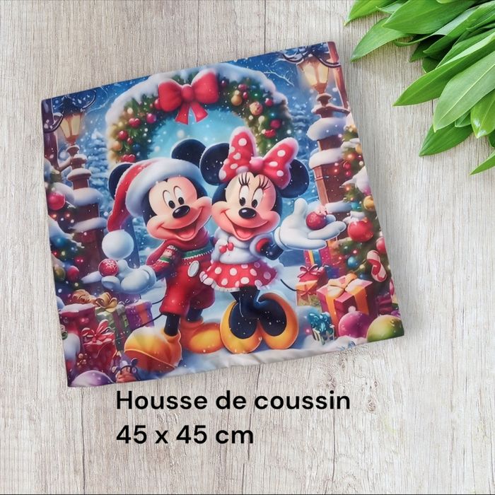 Housse de coussin Minnie et Mickey mouse Disney noël