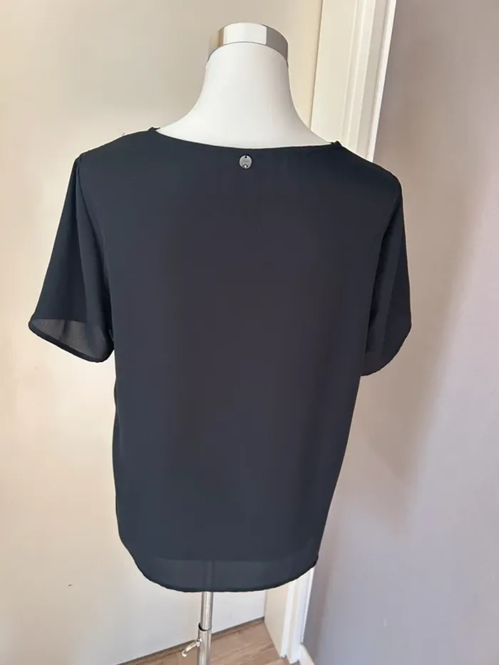 Liu Jo t-shirt blouse haut col dentelle  femme, taille M/38 Noir - photo numéro 3