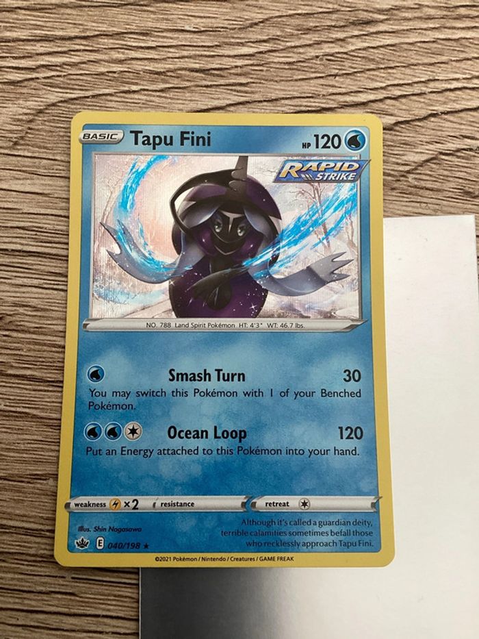 carte Pokémon 040/198 tapu fini holo holographique anglais ANG année 2015