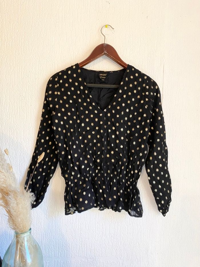 Blouse taille xs 34 noire et dorée boutique indépendante