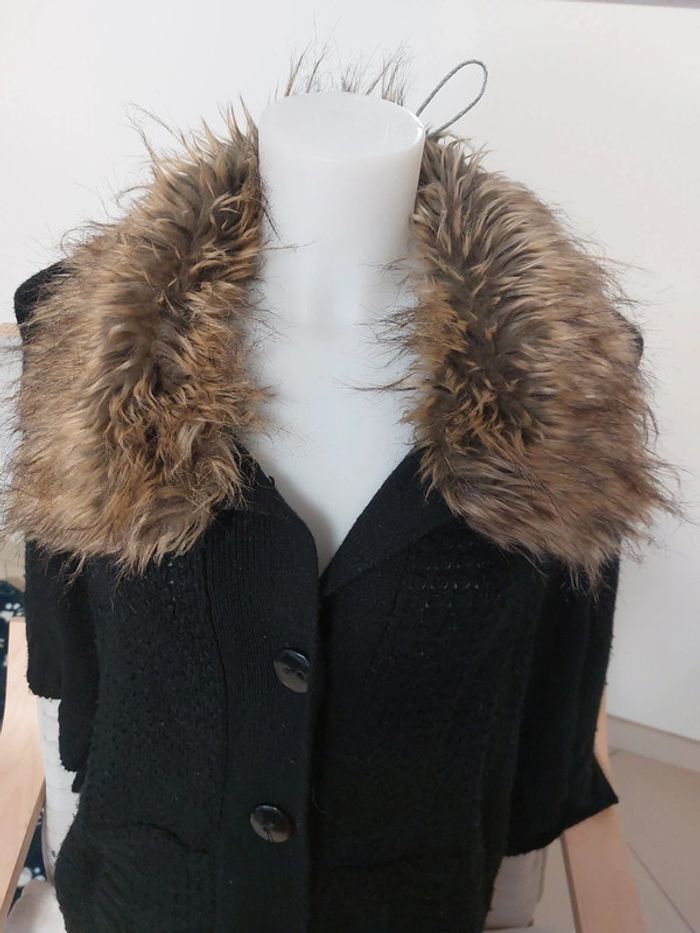 Poncho col fausse fourrure grande taille - photo numéro 2