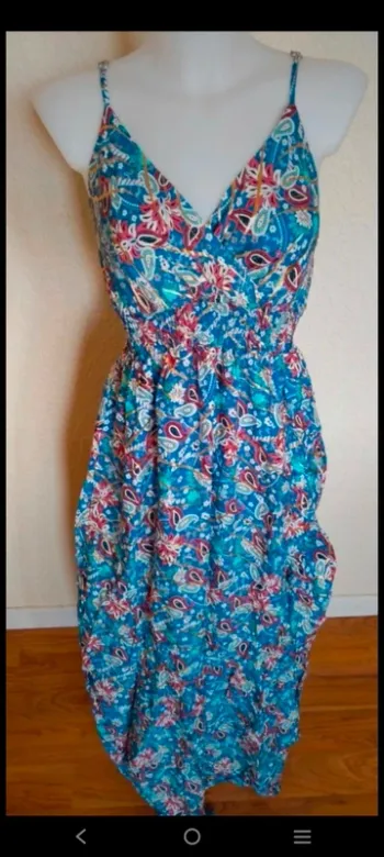Sublime robe longue femme été avec dorures taille 36 38 S M