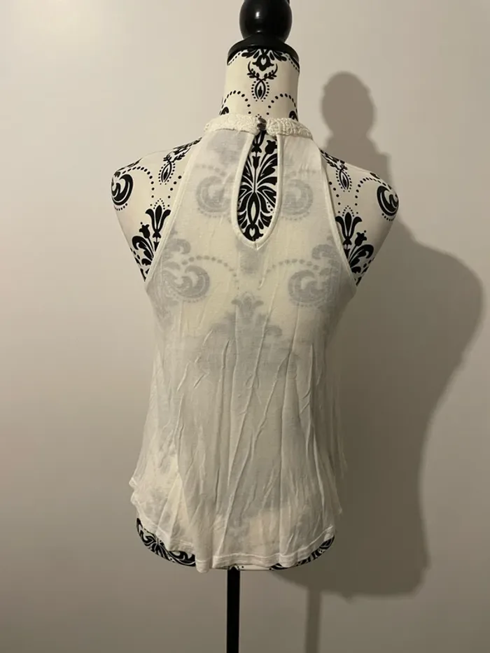 Débardeur sans manches blanc col montant dentelle crochet rue 21 taille S - photo numéro 5
