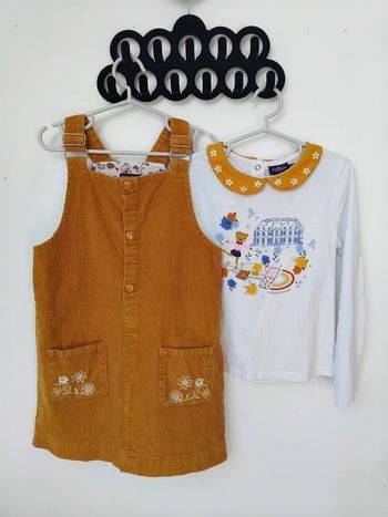 Robe Salopette et T-shirt manches longues 7 ans Sergent Major Fille Lot printemps 🌼