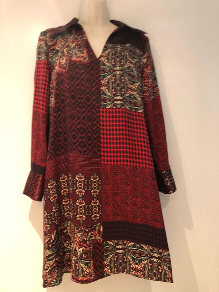 Robe Zara Rouge bordeaux vert taille M Aspect satiné - photo numéro 6