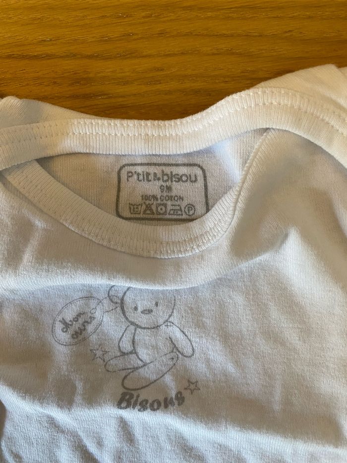 P’tit Bisou Body blanc ourson Taille 9 mois - photo numéro 5