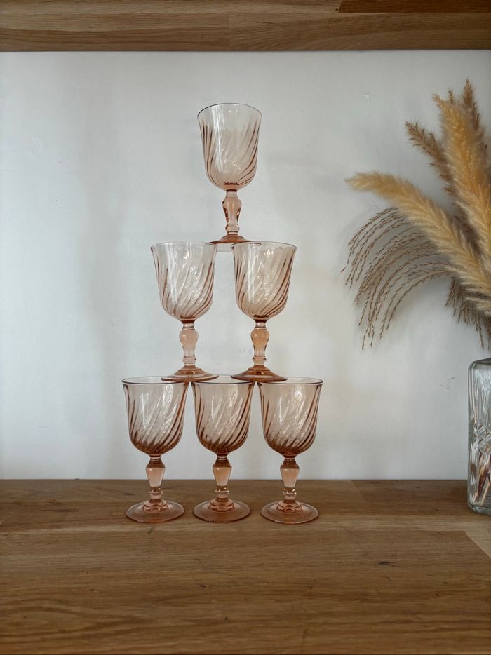 Vintage lot de 6 verres à vin Luminarc Rosaline