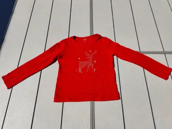 Tee shirt ml rouge  noël Kiabi 6 ans