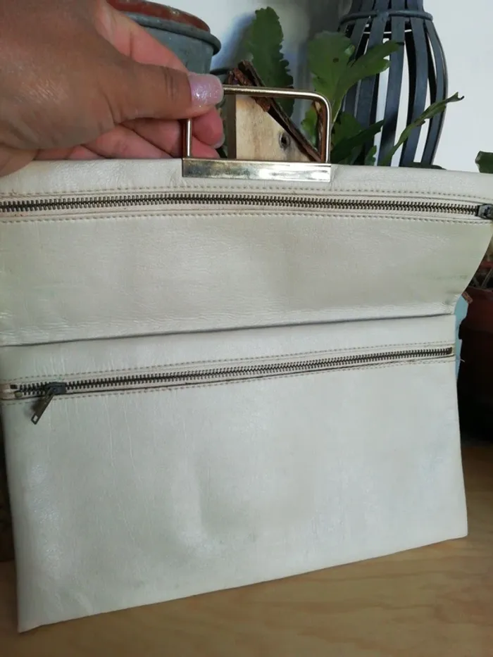 Pochette trousse chic vintage rétro cream white blanc ivoire - photo numéro 5