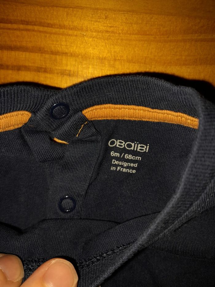 tee shirt manches longues 6mois OBAÏBI très bon état - photo numéro 3