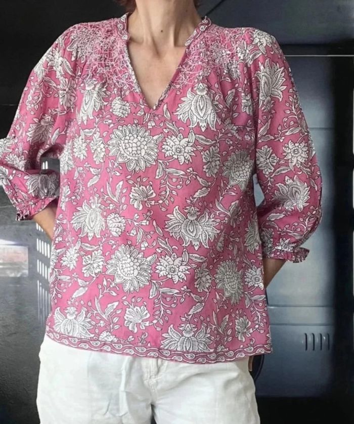 Blouse imprimée en coton bio fushia Libellule - photo numéro 11