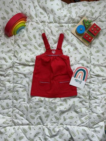 robe salopette rouge pommette 6 mois