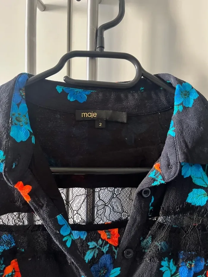 Chemise Maje noir à fleurs - photo numéro 2