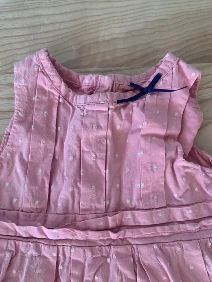 Très joli ensemble robe + culotte bouffante sergent major rose à pois - photo numéro 2