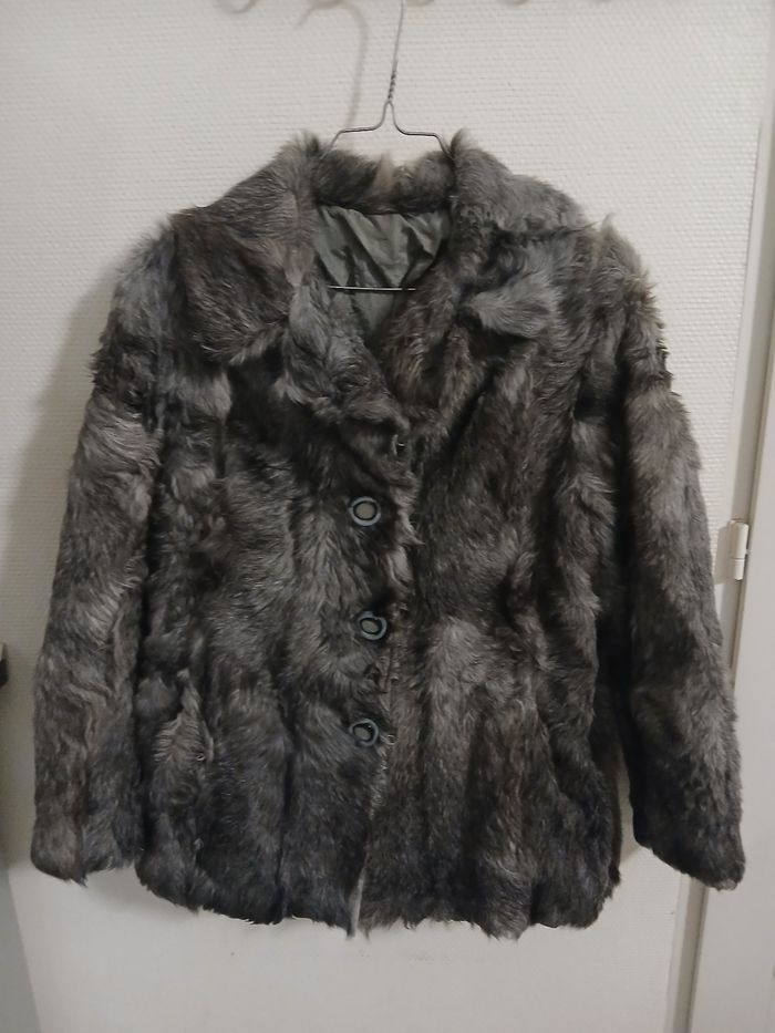 Manteau en fourure vintage lapin taille 38 couleur gris - photo numéro 3