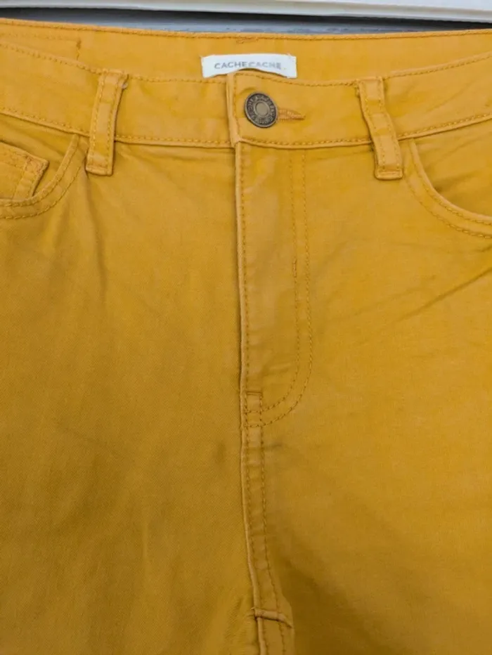 Pantalon jaune moutarde cache cache taille 40 - photo numéro 3