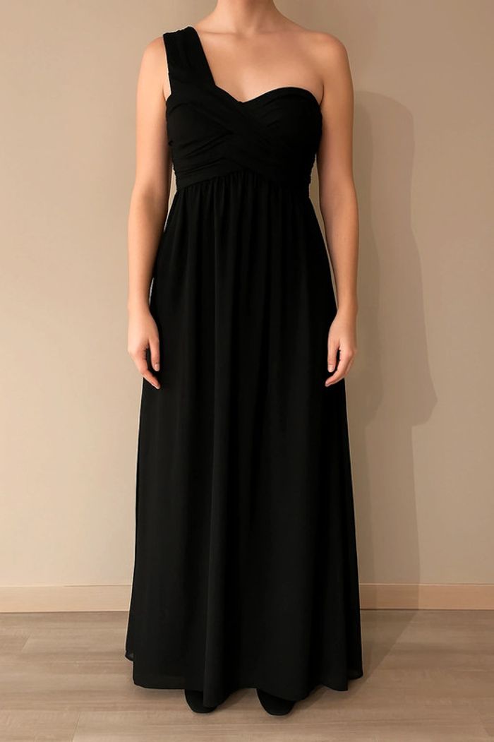 🖤 Élégance Intemporelle : Robe Longue Noire MIM à Une Épaule – Taille 40