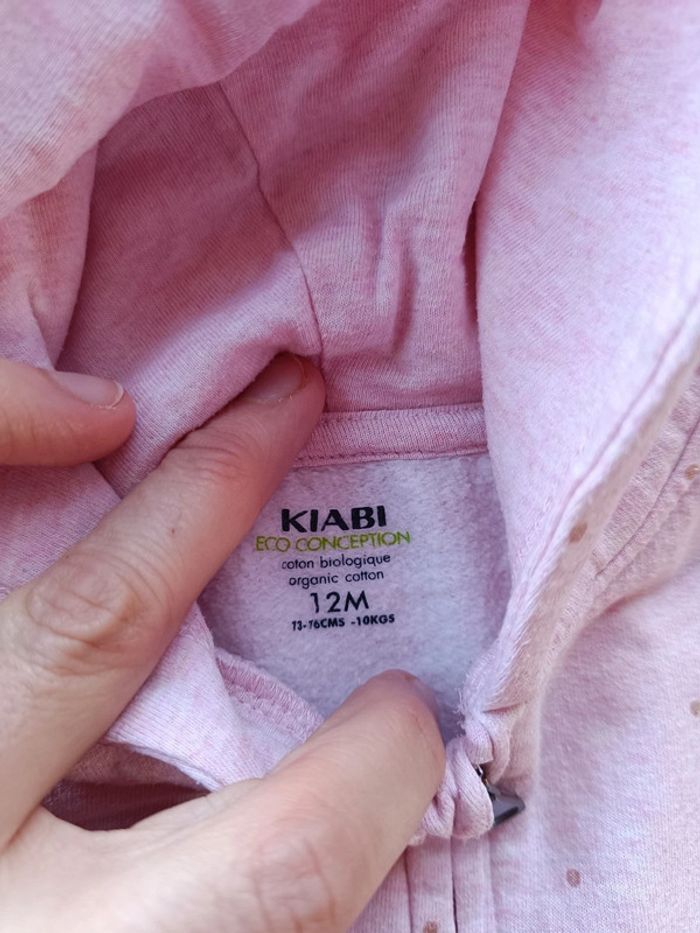 Veste gilet zippé avec capuche Fille 12 mois panda Kiabi Eco conception coton bio - photo numéro 6