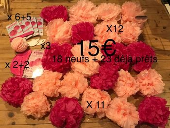 Lot pompon et nid d’abeille rose fushia et pâle