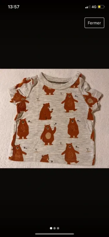 T-shirt gris/marron ours 3 mois Baby C&A Bébé garçon