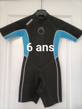 Combinaison aquatique shorty noir et bleu Tribord 6 ans