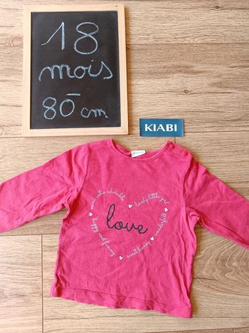 T-shirt manches longues rose Kiabi