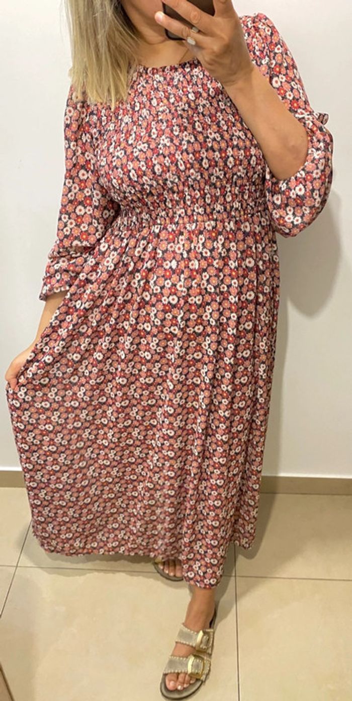 🌸 Robe longue fleurie bohème – Made in Italy Taille M/L