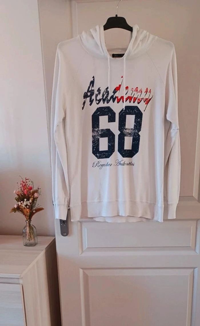 Sweat à capuche femme/fille, blanc fin/léger, taille M