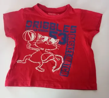 T-shirt rouge Tissaia chat basketteur